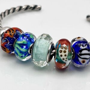 TROLLBEADS Ocean Blue & Sea Green Grass Unique Bead #2 in cover photo 925S NEW!